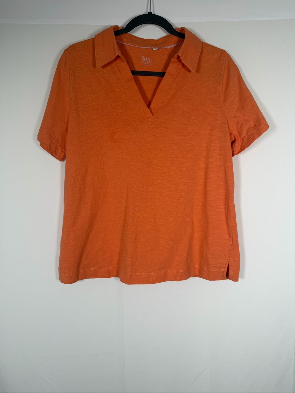 Boden Preppy Bright Orange Short-Sleeve V-Neck‎ Polo Top